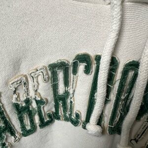 Abercrombie & Fitch cream and green hooded sweatshirt New